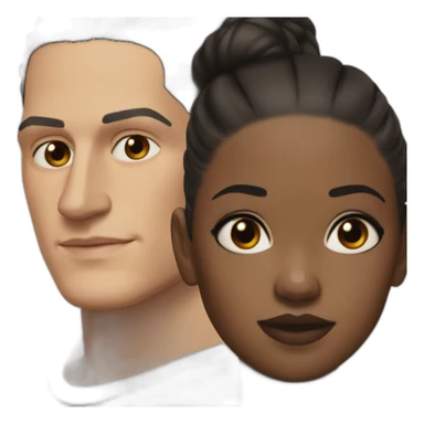 Wentworth miller and a black girl brown eyes and sblack hair in a bun sticker