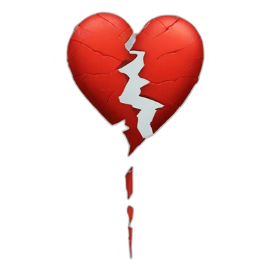 taped red broken heart sticker