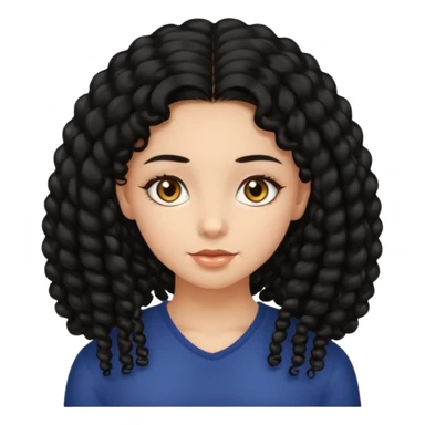 girl, long black coily hair, beautiful hazel eyes sticker