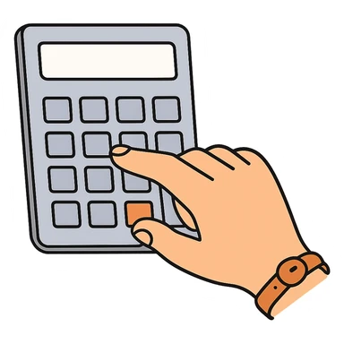 Используя такую стилистику сгенерируй иконку где рука вводит что-то в калькуляторе, прозрачный фон sticker