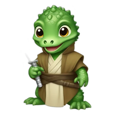 A baby crocodile jedi sticker