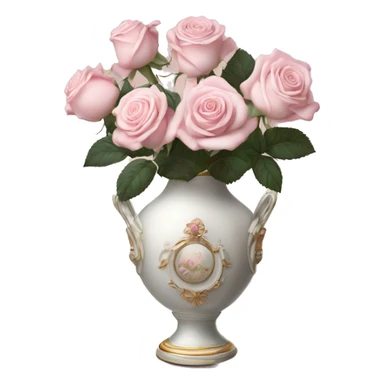 Pale Pink roses in swan roccoco vase sticker