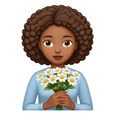 black woman holding white flowers in their hands sticker