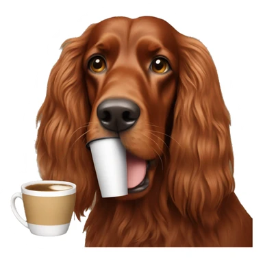 Irish setter with coffee sticker