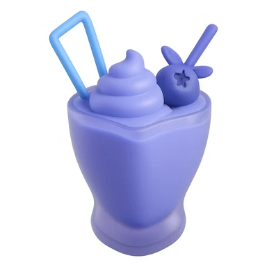 Change the image to a blueberry milkshake theme using cool blue and purple tones. Keep the double straws, heart-shaped glass, and blueberry on top. Remove the background. sticker