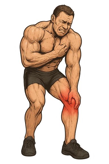 BODYBUILDER CHE HA DOLORI AI LEGAMENTI, SI è INFORTUNATO CON L'ALLENAMENTO sticker