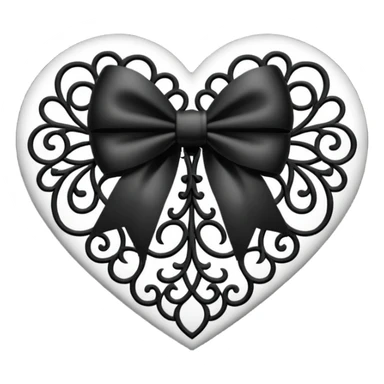 heart with a bow, goth, blackwhite sticker