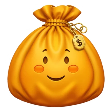 money bag, yellow and orange sticker