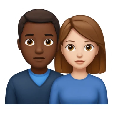 Black man short hair and white woman with long brown hair sticker