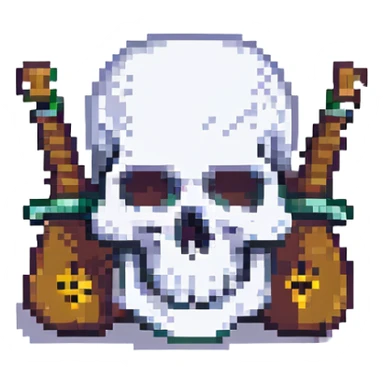 white skull and ace of spades, pixel art style sticker