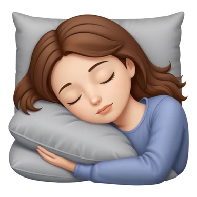 Girl with brown hair sleeping on gray pillow  sticker