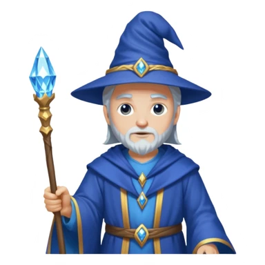 Wizard in blue robe with crystal-topped staff sticker