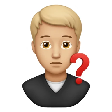 bust of a man with a question mark sticker