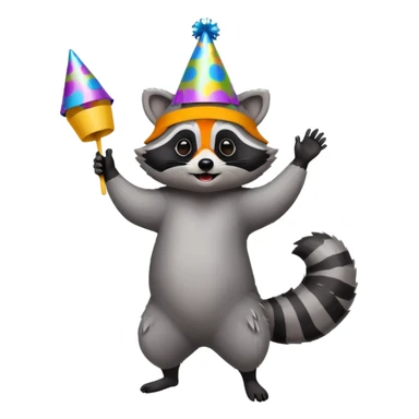 a full body raccoon celebrating / dancing  sticker