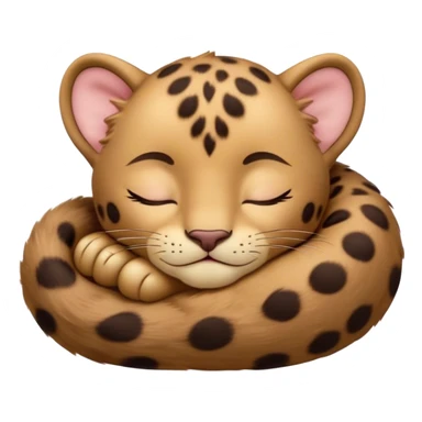 Meme-Worthy cute Sleeping Baby Panther Portrait Emoji, Head resting peacefully with a contented smile, showcasing a luxuriously soft, compact form and eyes gently closed in serene slumber, Simplified yet comically adorable features, highly detailed, glowing with a soft, drowsy glow, high shine, relaxed and utterly lovable, stylized with an air of playful laziness, bright and heartwarming, soft glowing outline, capturing the essence of a sleeping baby panther that feels destined to become the next viral icon of adorable rest! sticker