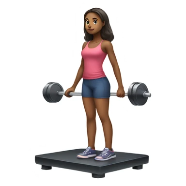 Girls standing on a body scale holding weights sticker