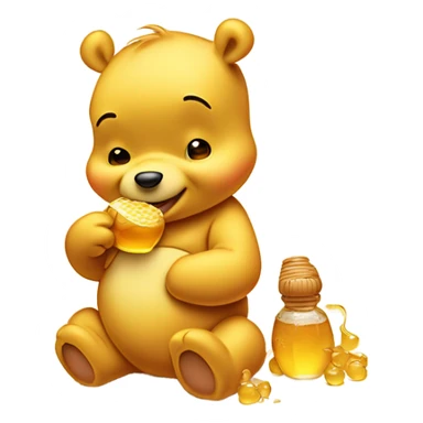 baby winnie the pooh eating honey sticker