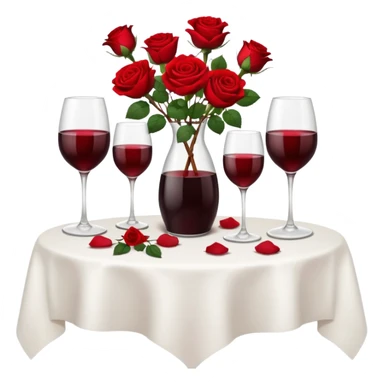  romantic table set for two with roses and red wine sticker