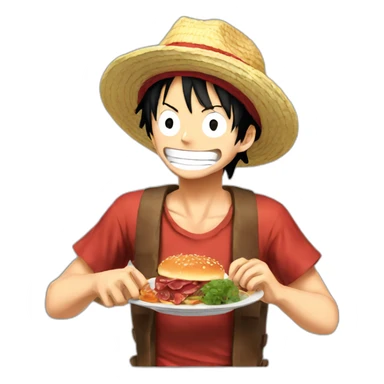 Luffy eating meat sticker