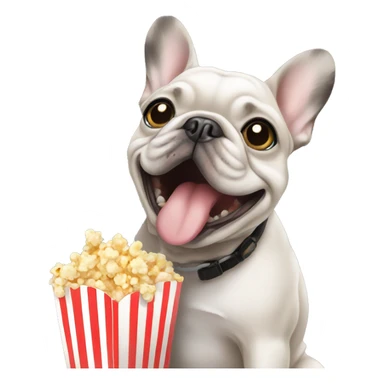 Frenchie eating popcorn sticker