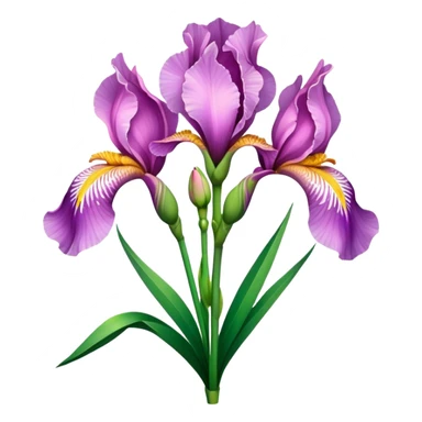 bouquet Pink Iris, luxuriant, leaf, bud sticker