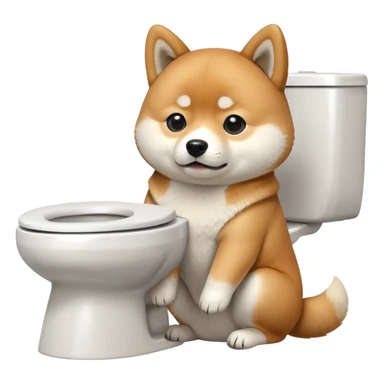 A Shiba Inu sitting on the toilet sticker