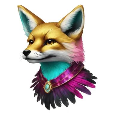 Dark black Beige cyan Pink magenta burgundy maroon cyan beige gray fox black stripes wearing gold jewellery gold piercings gold gilded vintage watercolour tie dye black raven wings sticker