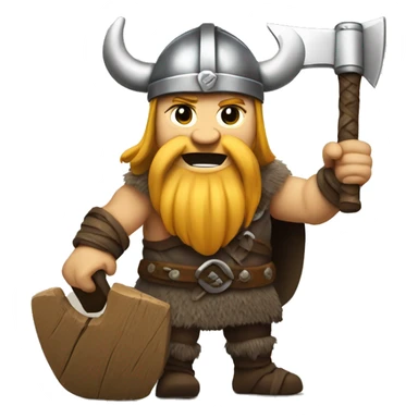 A viking with axe in hand and rock on symbol in other sticker