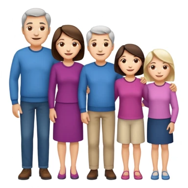 Boy, middle age, old age, old age women, middle age, girl. Standing side by side. sticker