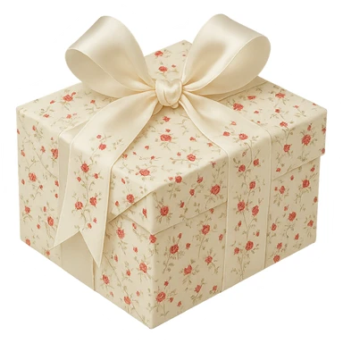 Elegant Rococo pale white red ditsy floral gift box  , remove background sticker