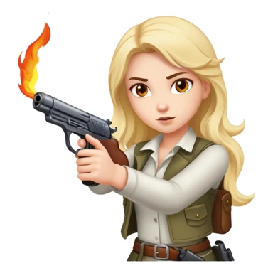 fire and girl with gun sticker