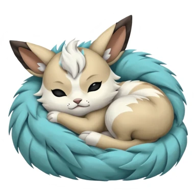 Animalistic tired sleeping snoozing snoring kawaii chibi sleepy happy glad somber mongral Meloetta-Absol-Zekrom-Gatomon-Pteromon-hybrid sticker