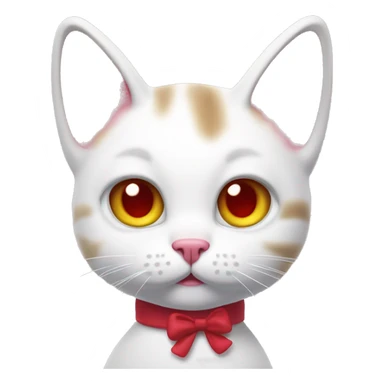 A white cartoon cat hello k with a red bow on its left ear, looking unwell, a pink liquid out of his mouth sticker