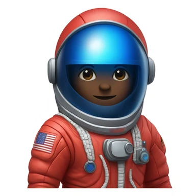 little tiny person in a red spacesuit with no visible arms or face with blue visor and two legs sticker