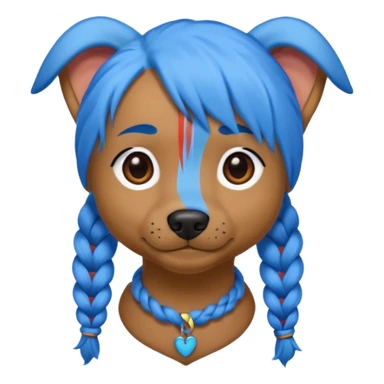 blue haired dog with braids sticker