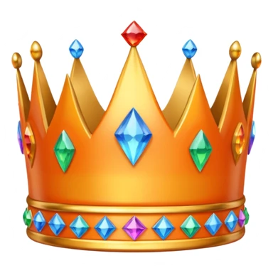 orange 3d crown with rainbow gems sticker