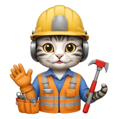 cat, handyman Outfit, wearing a Helmet sticker