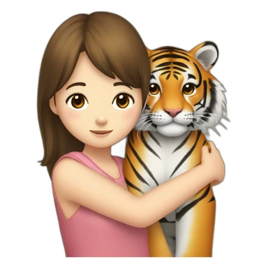 Tiger in arm of Japanese  girl  sticker
