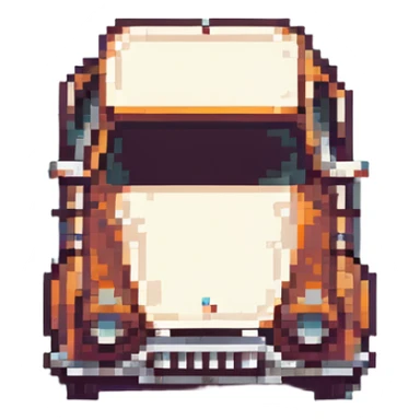 classic vintage car with blocky shapes and retro colors in pixel art style sticker