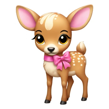 fawn with pink bow sticker