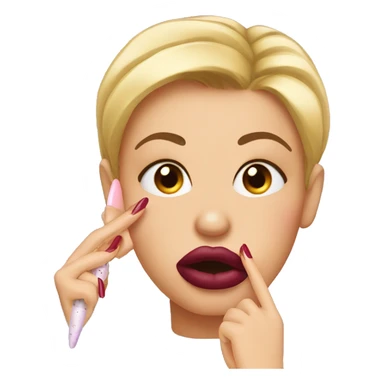 Sassy emoji looking at nails with lips puckered  sticker