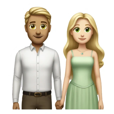 Married couple, the man has brown hair, and the woman has long blonde hair and green eyes sticker