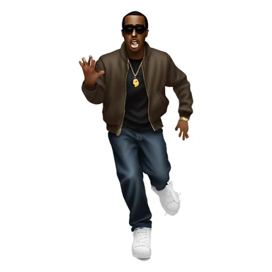 Full body shot of rapper, p.diddy being scared sticker