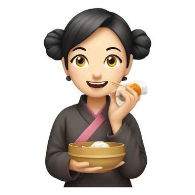 a girl eating dimsum sticker