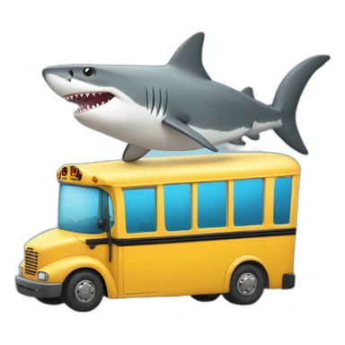 shark driving a school bus sticker