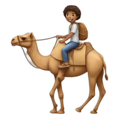 white child riding a camel sticker