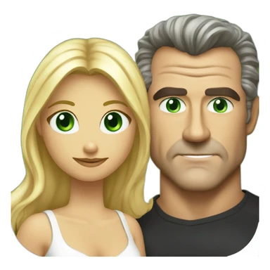 Mel gibson and a blond squqre cut woman with green eyes sticker
