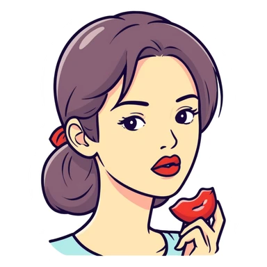 Woman biting lip sticker