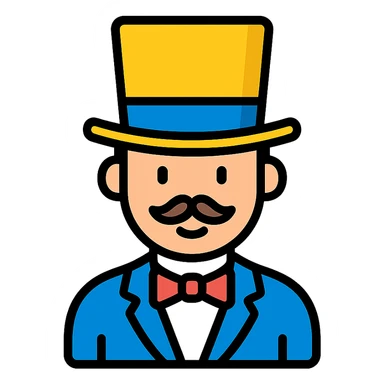 man wearing a top hat, colored icon sticker
