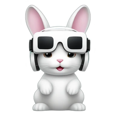 white Bunny in vr headset christmas sticker